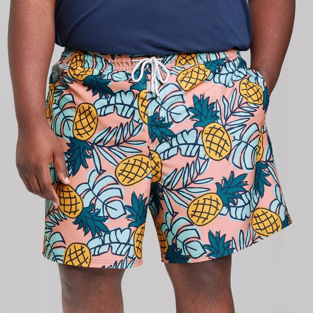 ORIGINAL USE 7" Inseam SWIM TRUNKS - Elastic Waist TROPICAL PUNCH - NWT - L LG